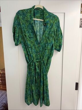 Like new Chufy Green Patterned Short Sleeve Shirt Dress